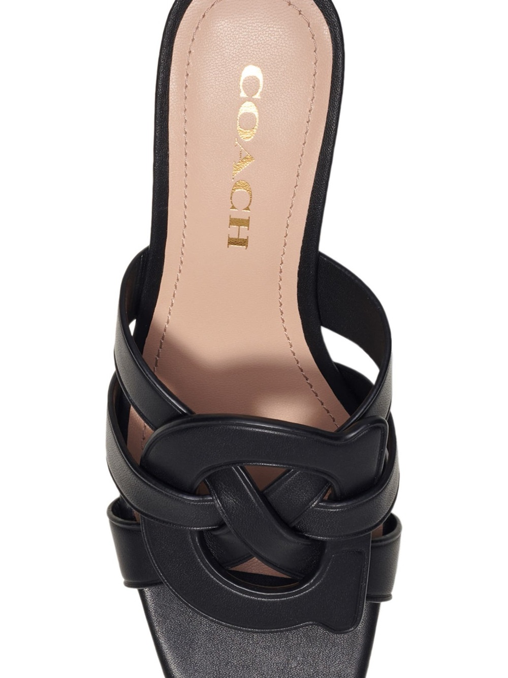 COACH - Black Leather Knotted Slide Heel - Women's Sandals - Picture 7 of 14
